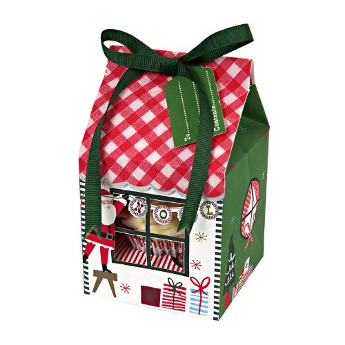 Meri Meri Merry & Bright Christmas Cupcake/Treat Boxes (Set of 4 Individual Cupcake Boxes)