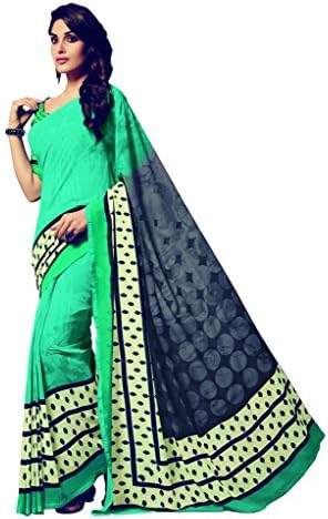 Vipul Indian, Pakistani &amp; Bollywood Designer Georgette Green Red Embroidred Saree