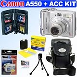 Canon Powershot A550 7.1 mp Digital Camera (Refurbished) + Accessory Kit