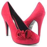 Red faux Suede Stiletto Ruffle Pumps Sexy Heels