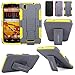 Cellularvilla Kickstand Case For ZTE Max N9520 (Boost Mobile) 3pc 3rd Gen Hard Soft Hybrid Kickstand Case with Holster Belt Clip Case Cover (Yellow Grey)