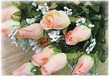 Set of 3-Peach Colored Silk Closed Rose Bud Bushes