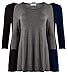 3 Pack: Loose Fit Elbow Sleeve Tunics (Black, Charcoal, Navy), Medium