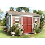 8 x 12 Workshop with Colonial Door Aluminum Trim Color: Black, Floor: Yes, Vinyl Siding Color: Classic Linen