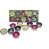 Mixed 10 handmade fairtrade scentd flower tealight candle in assorted designs and colours gift set
