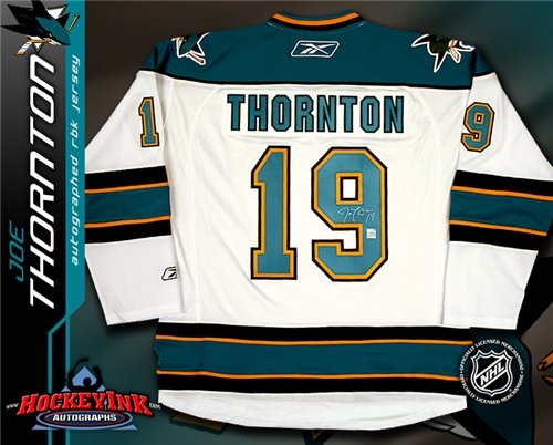 Joe Thornton Autographed/Hand Signed San Jose Sharks White Reebok Premier Jersey