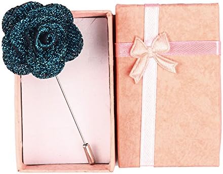 RuiLida Men's Glitter Sparking Flower Lapel pin Boutonniere Corsage Pin for Suit (002-Dark Blue)