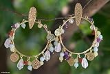 Gold and amethyst earrings, 'Rainbow Hoops'
