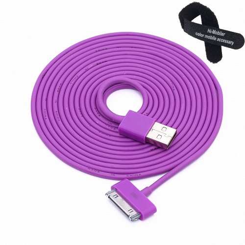 Colorful 30pin USB Data Sync and Charge Cable Compatible with Iphone 4/4s, Iphone 3g/3gs, Ipod (Purple ,10ft Long)
