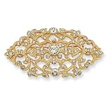 Gold-plated Swarovski Crystal Floral Brooch Pin - JewelryWeb