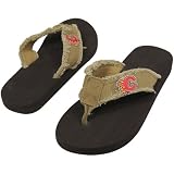 NHL Calgary Flames Unisex Frayed Flip Flops - Khaki (Medium)