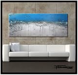 Modern Abstract Canvas Wall Art. Limited Edition, Hand Embellished Giclee on Canvas, 60 x 24 x 1.5 Ready to Hang!