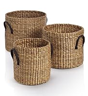 3 Piece Water Hyacinth Round Basket Set