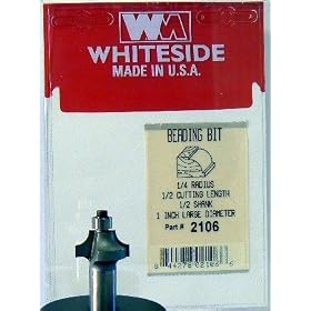 2106 CARBIDE-TIP 2 FLUTE BEADING BIT W BALL BEARING GUIDE 1 4 RADIUS X 1 DIA X 1 2 CL X 1... by Whiteside