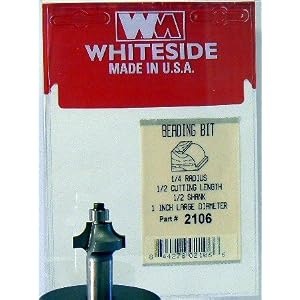 2106 CARBIDE-TIP 2 FLUTE BEADING BIT W BALL BEARING GUIDE 1 4 RADIUS X 1 DIA X 1 2 CL X 1... by Whiteside