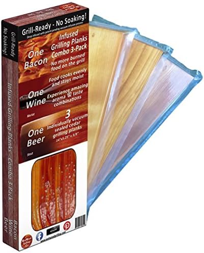 Combo 3-Pack Grill-Ready Infused Grilling Planks - Bacon|Wine|Beer