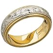 18K Yellow Gold and Platinum Men's Hand Engraved Wedding Band