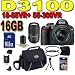 Nikon D3100 14.2MP Digital SLR Camera with 18-55mm f/3.5-5.6 AF-S DX VR Nikkor Zoom Lens +Nikon 55-300mm f/4.5-5.6G ED VR AF-S DX Nikkor Zoom Lens Accessory Saver 16GB Filters Bundle