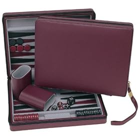 Travel Backgammon in Burgundy 9 inch by Wood Expressions