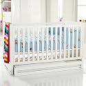 Izziwotnot Skyline 3 Piece Cot Bed Furniture Room Set, High Gloss White