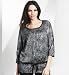 (Parent_T432040) Abstract Print Round Neck Drawstring Blouse in Miscellaneous