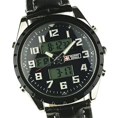 Military Royale von ESS - Fliegeruhr - Herren Lederarmband Uhr - Quarz - schwarz - MR007