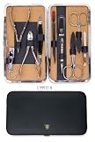 3 Swords - 10 Piece Manicure & Pedicure Case, made of authentic Leather, Grade: Made in Solingen