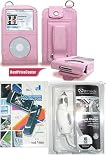 Pink Leather Case for Apple Ipod Video 30gb 60gb + Naztech Car Charger for Apple Ipod Video + Screen Protector