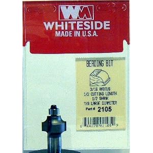 2105 CARBIDE-TIP 2 FLUTE BEADING BIT W BALL BEARING GUIDE 3 16 RADIUS X 7 8 DIA X 1 2 CL X... by Whiteside