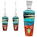925 Sterling Silver Matching Pendant and Earrings Set with Genuine Turquoise and Semiprecious Gemstones