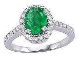 1.45 cts Genuine Emerald and Diamond Ring - 14kt White or Yellow Gold