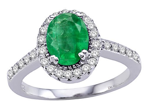 Buy 1.45 cttw Genuine Emerald and Diamond Ring - 14kt White or Yellow Gold by Finejewelers