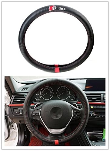 1Pcs Automotive Steering Wheel Covers Black Carbon Fiber Leather Strip SLine Car For RS RS3 RS6 Q3 Q5 Q67 A3 A4 A6 A7 S3 S4 S5 S6