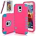 Style4U Drop Protection Slim Fit Dual Layer Hard And Soft Hybrid Case For Samsung Galaxy S5 Sm-G900 I9600 With 1 Stylus And 1 HD Clear Screen Protector Hot Pink/Blue