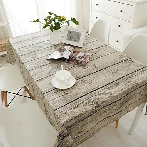 Donnadream Cotton Cloth Tablecloth, Vivid Vintage Wood Table Cover(55inchx70.8inch)