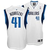 Dirk Nowitzki Jersey: adidas White Replica #41 Dallas Mavericks Jersey - Small