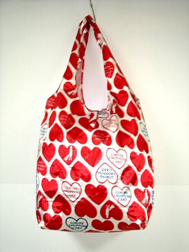 Trendy Sturdy Shopping Tote Bag - Red Hearts Pattern