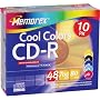 Memorex 700MB/80-Minute 48x CD-R Media (Cool Colors, 10-Pack with Slim Jewel Cases)
