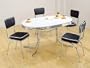 5pc Retro Style Chrome Plated Dining Table & 4 Black Chairs Set