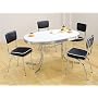 5pc Retro Style Chrome Plated Dining Table & 4 Black Chairs Set