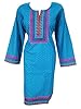 Womens Indian Ethnic Kurta Tunic Blue Printed Cotton Boho Dress Kaftan Xl