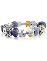 Bling Jewelry Purple I Love You Grandma Beads Bracelet 925 Silver