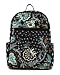 Belvah Quilted Backpack Purse - Blue Floral Paisley in Chocolate Brown (11" X 12" X 4.5") **NOT Vera Bradley Backpack**