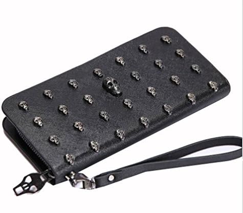 Tonsie Fashion Black Punk Women Ladies Long PU Leather Clutch Wallet Handbag Purses Bag Black