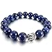 Men,Women's 10mm 12mm Alloy Bracelet Link Wrist Blue Silver Buddha Mala Energy Stone Gemstone Beads
