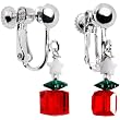 Handcrafted Holiday Tree Clip Earrings MADE WITH SWAROVSKI ELEMENTS