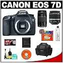 Canon EOS 7D Digital SLR Camera Body + Canon 18-55mm IS Lens + Canon 75-300mm III Lens + 16GB Card + Case + Cameta Bonus Accessory Kit