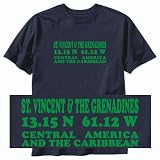 T-SHIRT NAVY BLUE  LONG - LAT ST. VINCENT & THE GRENADINES 