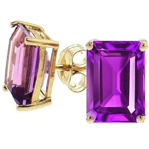 3.00 cttw Genuine Emerald Cut Amethyst Earrings - 14kt White Gold LIFETIME WARRANTY