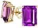 3.00 cts Genuine Emerald Cut Amethyst Earrings - 14kt White or Yellow Gold